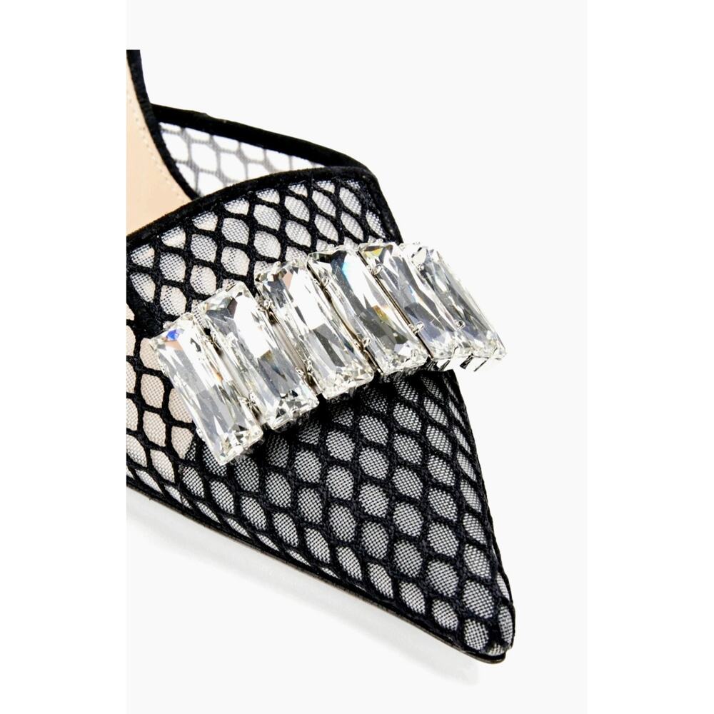 SERGIO ROSSI Mule Shoes US7 EU37 Mesh Rhinestone - Picture 4 of 7